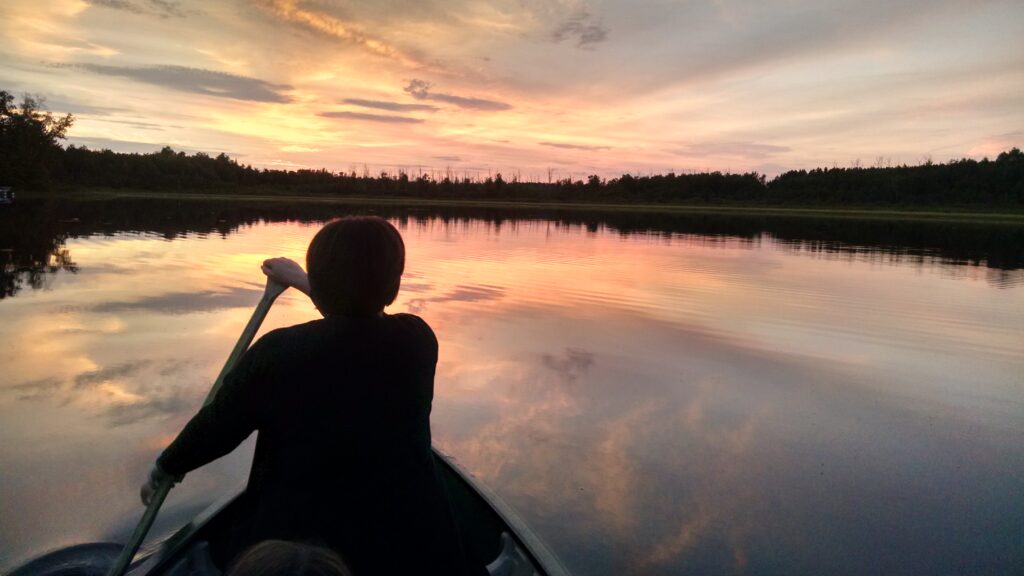 sunset canoeing